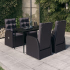 5-piece Garden Furniture Set with Cushions, Black