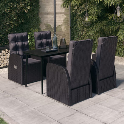 -Delige Tuinset Met Kussens 5 140 cm tafellengte Zwart
