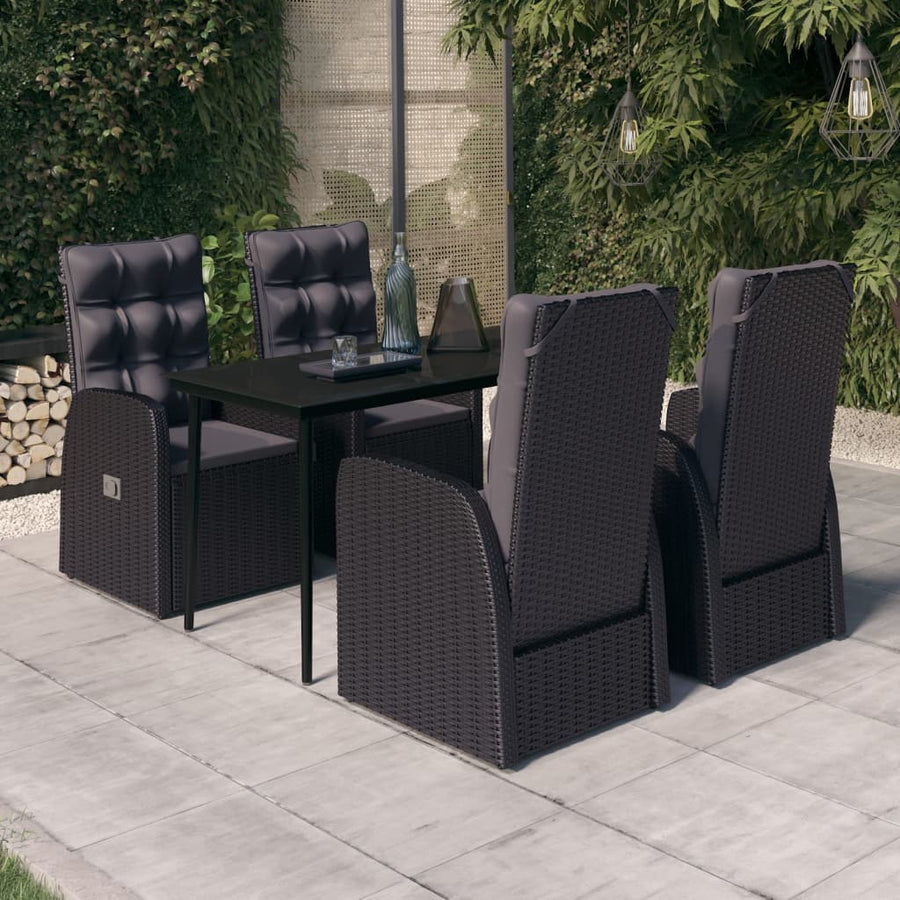 -Delige Tuinset Met Kussens 5 140 cm tafellengte Zwart