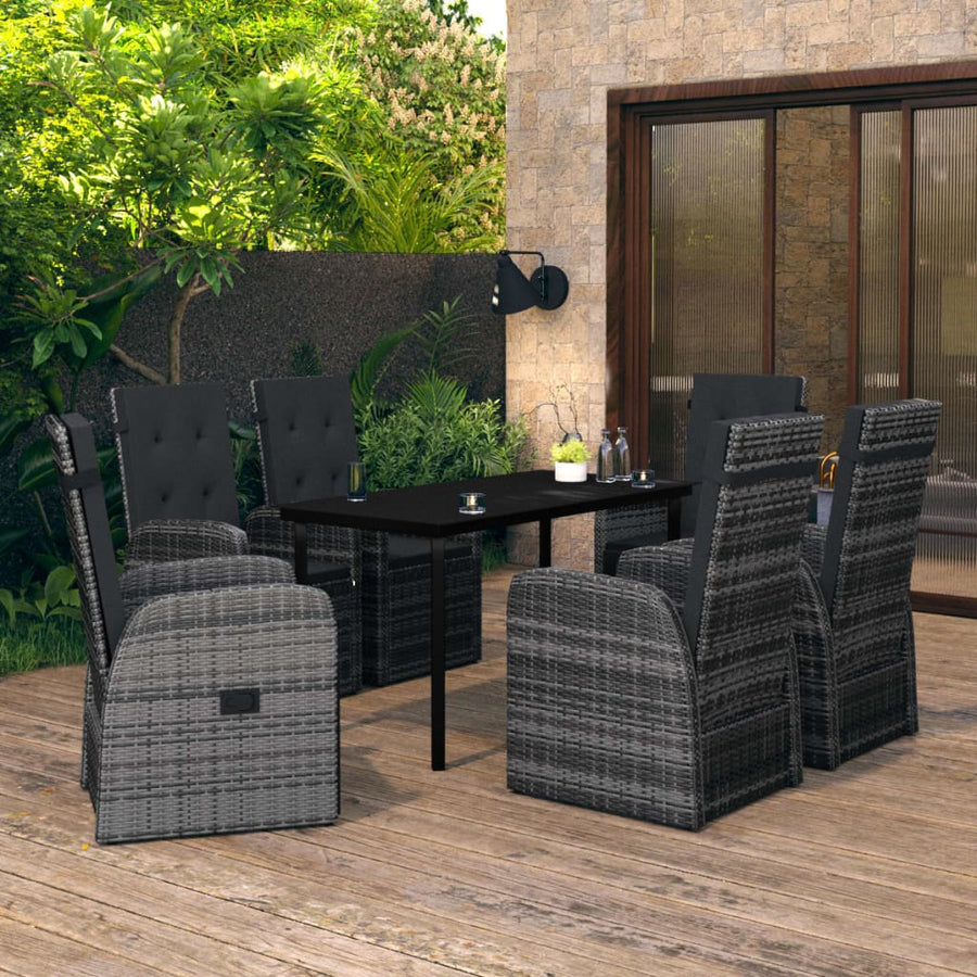 -Delige Tuinset Met Kussens 7 Grijs