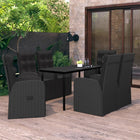 7-piece Garden set with cushions black