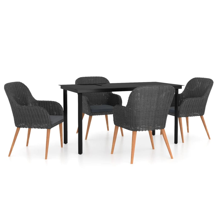 5-Delige Tuinset Met Kussens Zwart 140 cm tafellengte
