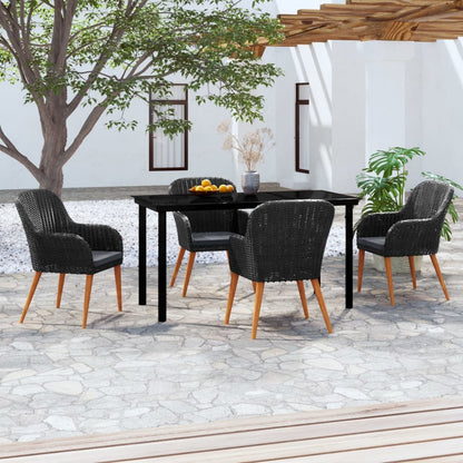 5-Delige Tuinset Met Kussens Zwart 140 cm tafellengte