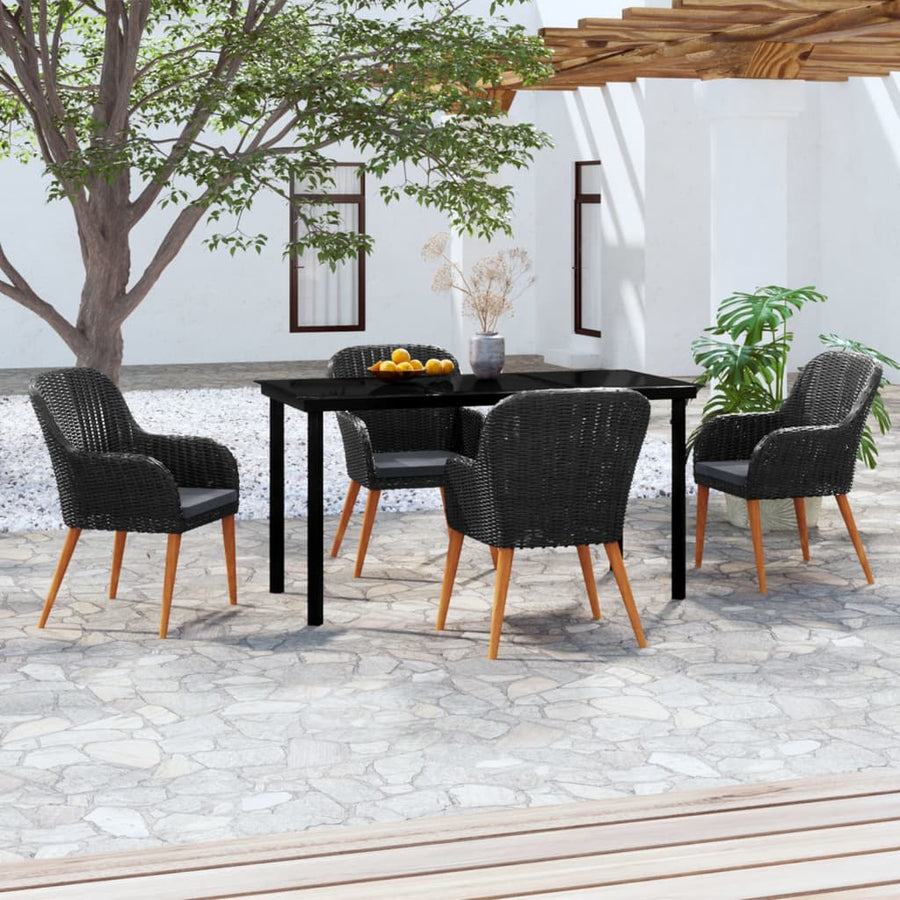 5-Delige Tuinset Met Kussens Zwart 140 cm tafellengte