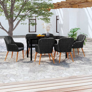 Tuinset 7-delig 140 cm poly rattan zwart