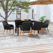 7-Delige Tuinset Met Kussens Zwart 140 cm tafellengte
