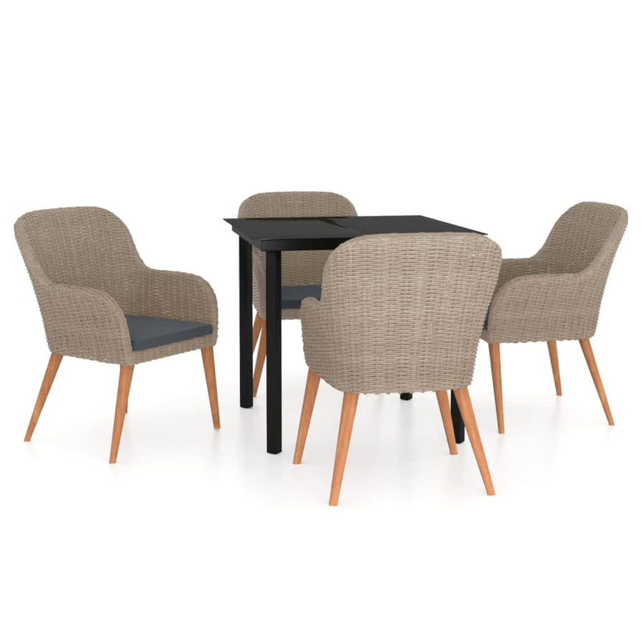 -Delige Tuinset Met Kussens 5 80 cm tafellengte Bruin