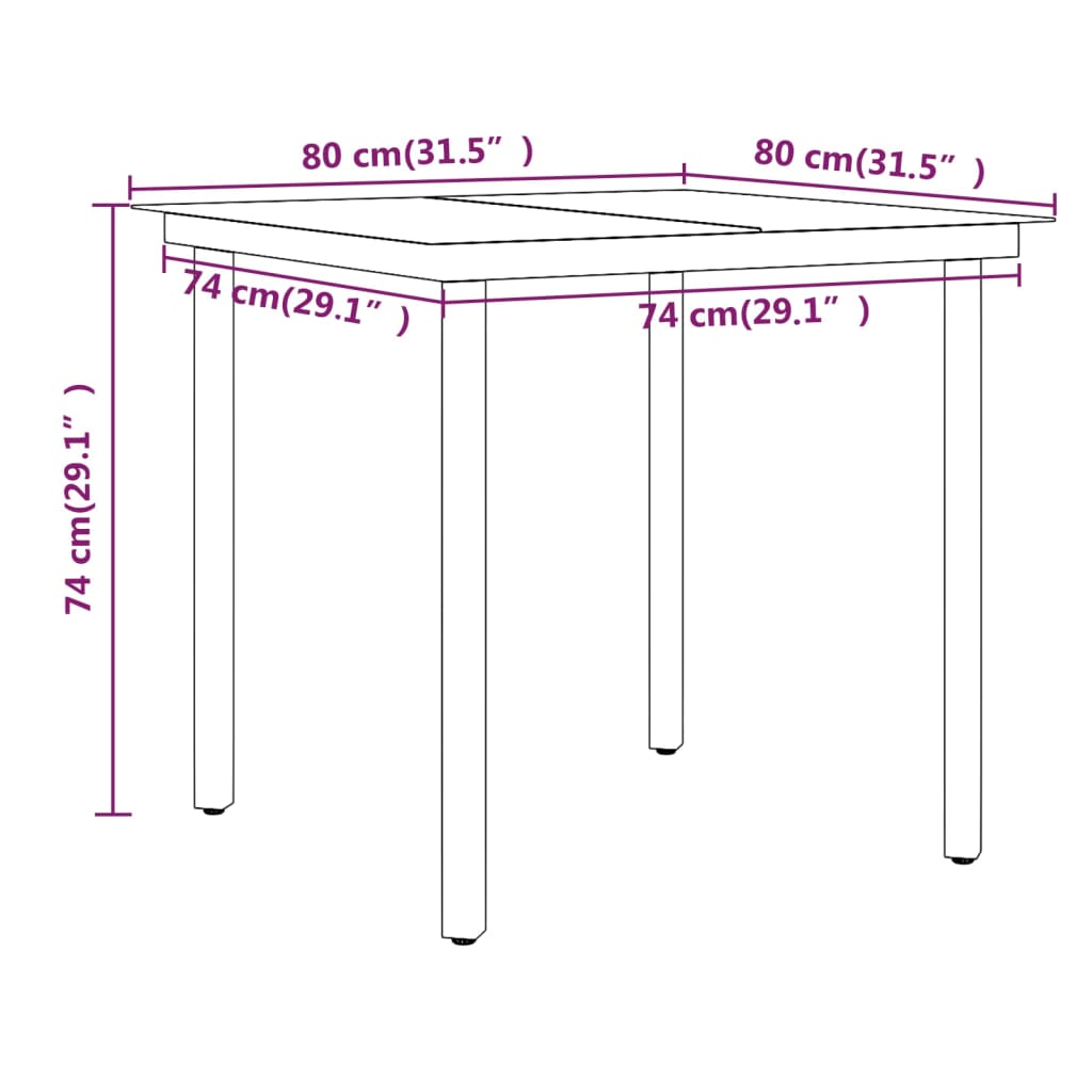 -Delige Tuinset Met Kussens 5 80 cm tafellengte Bruin