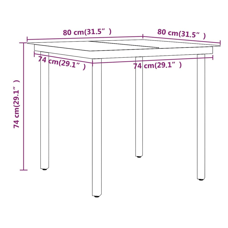 -Delige Tuinset Met Kussens 5 80 cm tafellengte Bruin