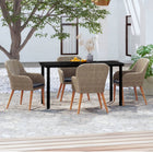5-Piece Brown Garden Furniture Set with Cushions
