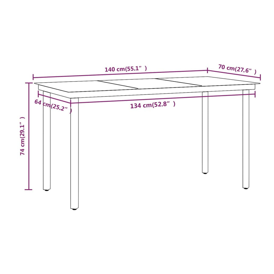 7-Delige Tuinset Met Kussens Bruin 140 cm tafellengte