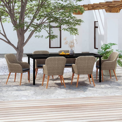 -Delige Tuinset Met Kussens 7 200 cm tafellengte Bruin