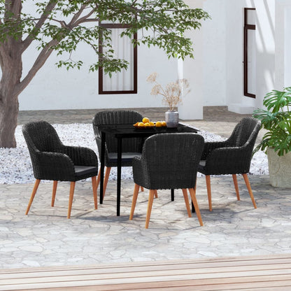 5-Delige Tuinset Met Kussens Zwart 80 cm tafellengte