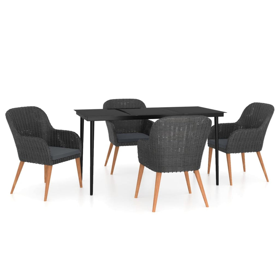 5-Delige Tuinset Met Kussens Zwart 140 cm tafellengte