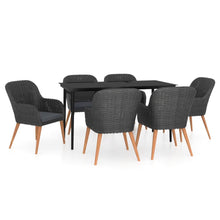 7-Delige Tuinset Met Kussens Zwart 140 cm tafellengte