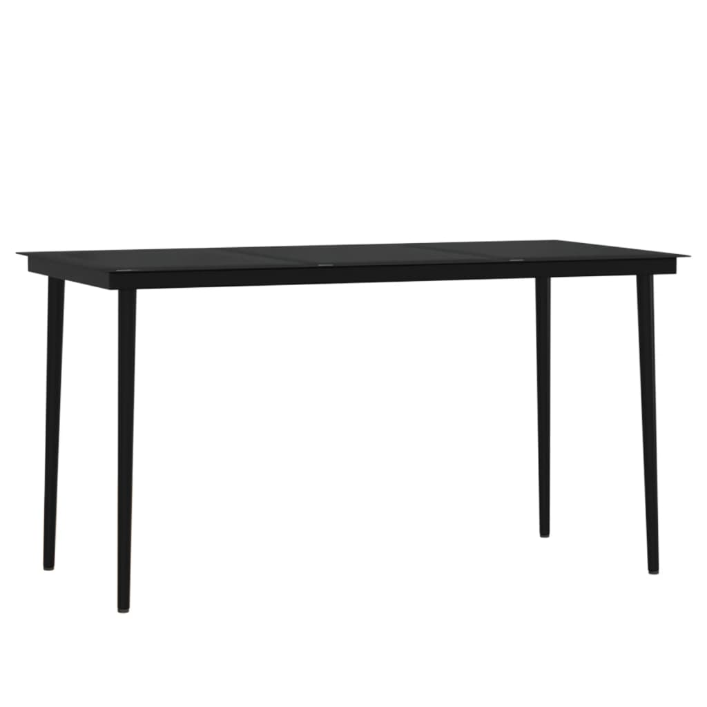 7-Delige Tuinset Met Kussens Zwart 140 cm tafellengte
