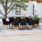 Tuinset 9-delig polyrattan acaciahout zwart