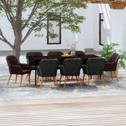 Tuinset 9-delig polyrattan acaciahout zwart