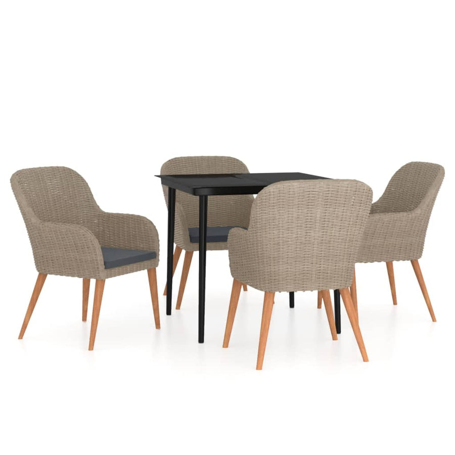 -Delige Tuinset Met Kussens 5 80 cm tafellengte Bruin