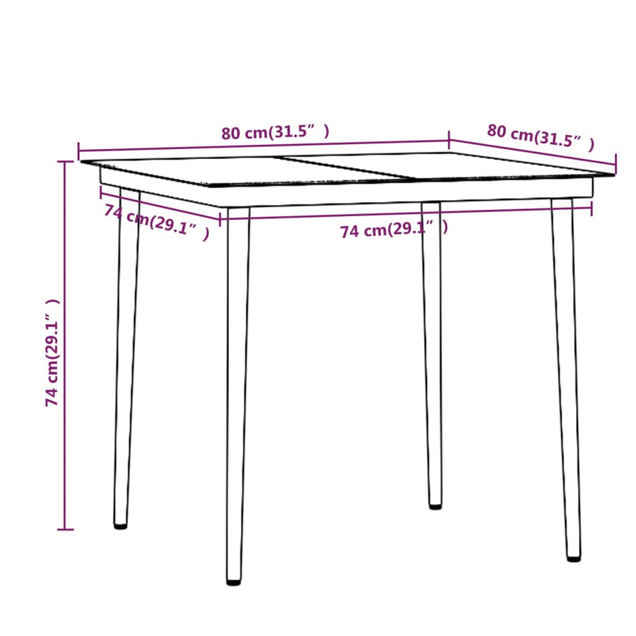 -Delige Tuinset Met Kussens 5 80 cm tafellengte Bruin