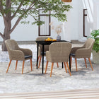 5-Piece Brown Garden Furniture Set with Cushions