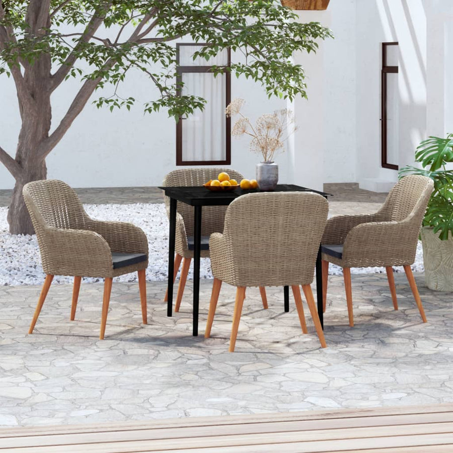 -Delige Tuinset Met Kussens 5 80 cm tafellengte Bruin