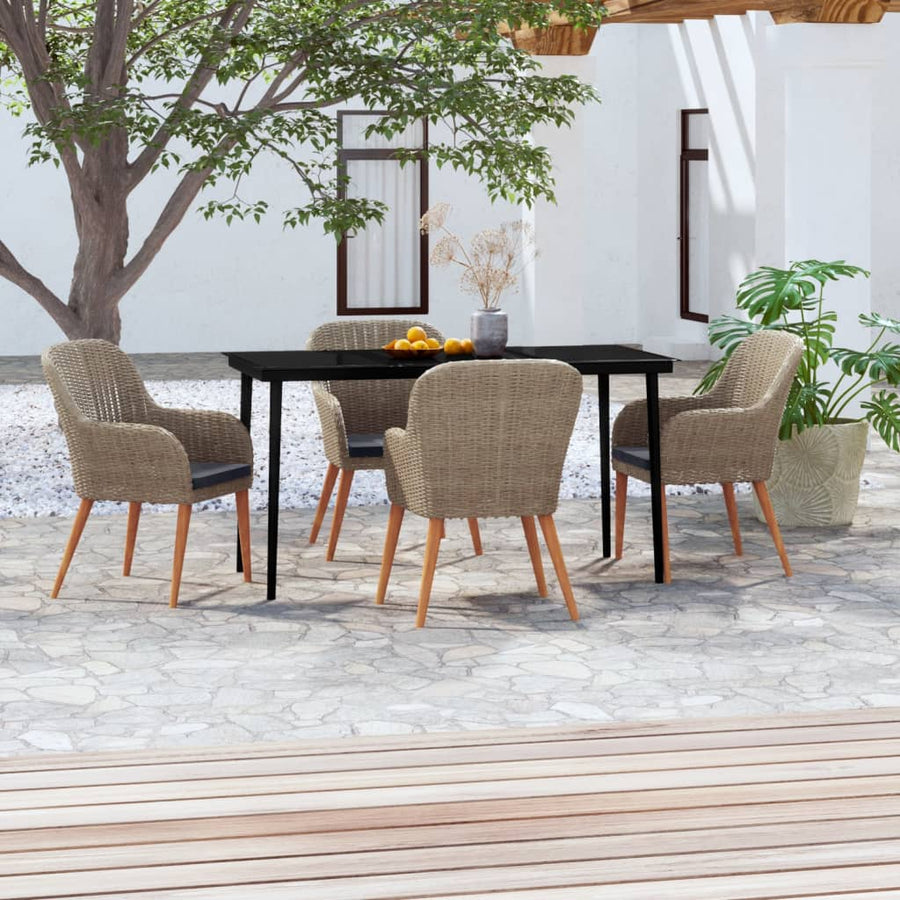 -Delige Tuinset Met Kussens 5 140 cm tafellengte Bruin