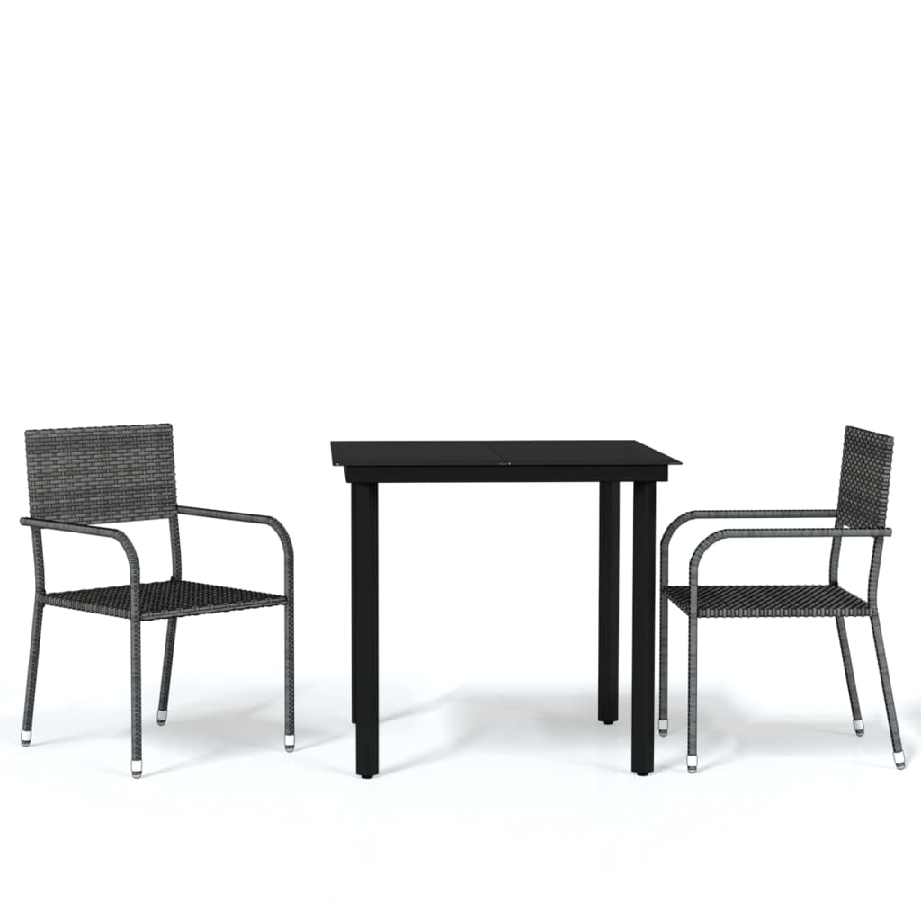 -Delige Tuinset 3 80 cm tafellengte Grijs