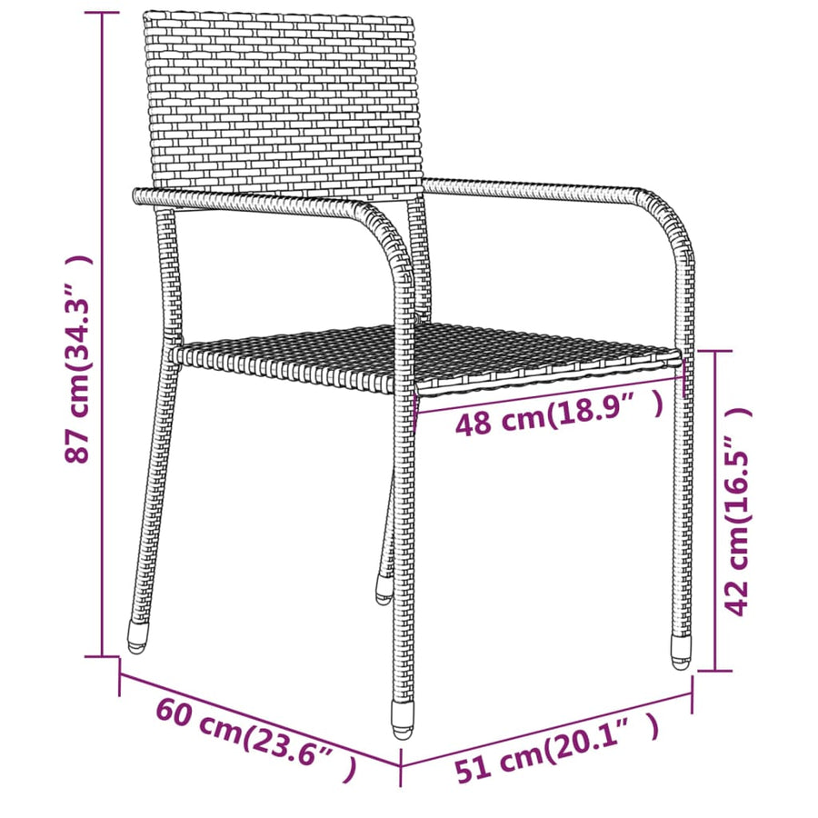 -Delige Tuinset 3 80 cm tafellengte Grijs
