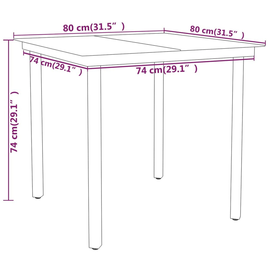 -Delige Tuinset 3 80 cm tafellengte Grijs