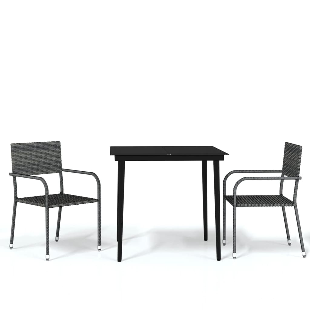 -Delige Tuinset 3 80 cm tafellengte Grijs