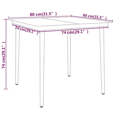 -Delige Tuinset 3 80 cm tafellengte Grijs