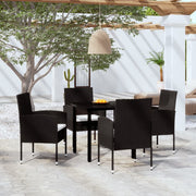 Tuinset 5-delig PE-rattan zwart