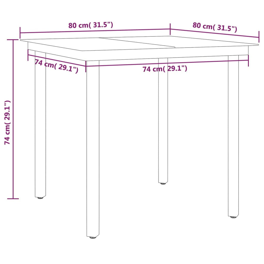 -Delige Tuinset 5 80 cm tafellengte Zwart en grijs