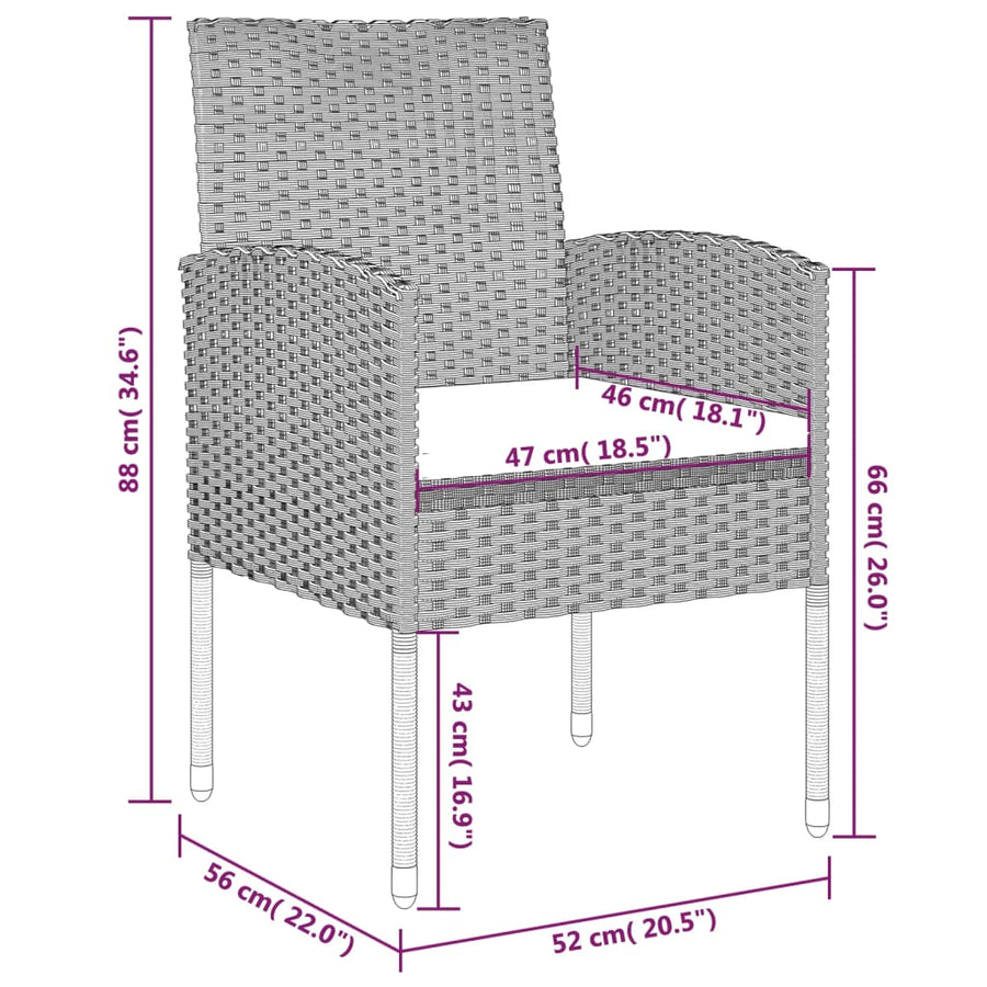 -Delige Tuinset 5 140 cm tafellengte Zwart en grijs