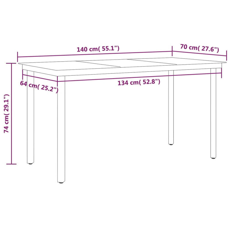 -Delige Tuinset 5 140 cm tafellengte Zwart en grijs