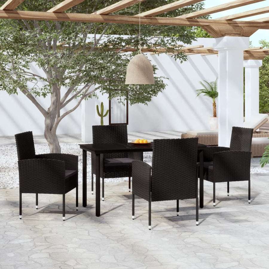 -Delige Tuinset 5 140 cm tafellengte Zwart en grijs
