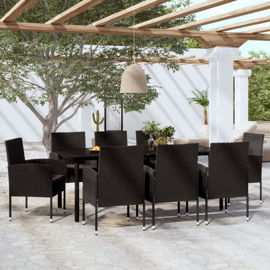 Tuinset 9 200 cm tafellengte Zwart en grijs