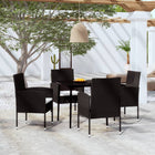 Tuinset 5-delig zwart PE-rattan glas staal
