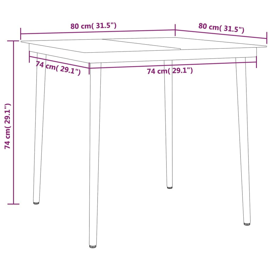 -Delige Tuinset 5 80 cm tafellengte Zwart en grijs