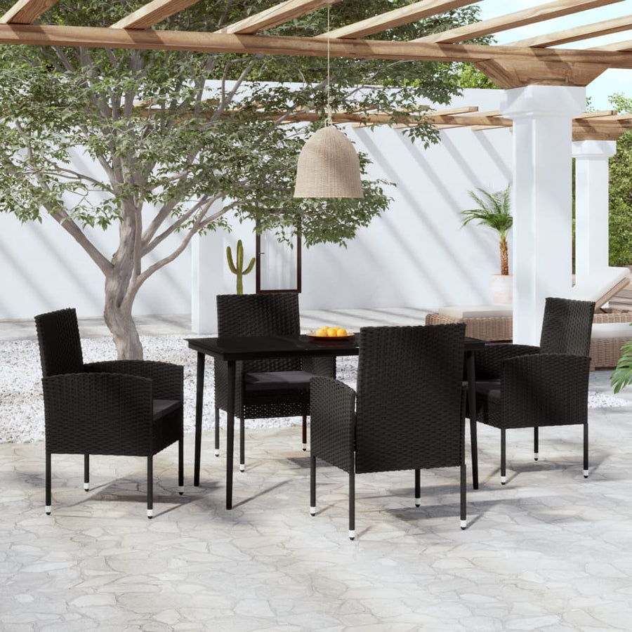-Delige Tuinset 5 140 cm tafellengte Zwart en grijs