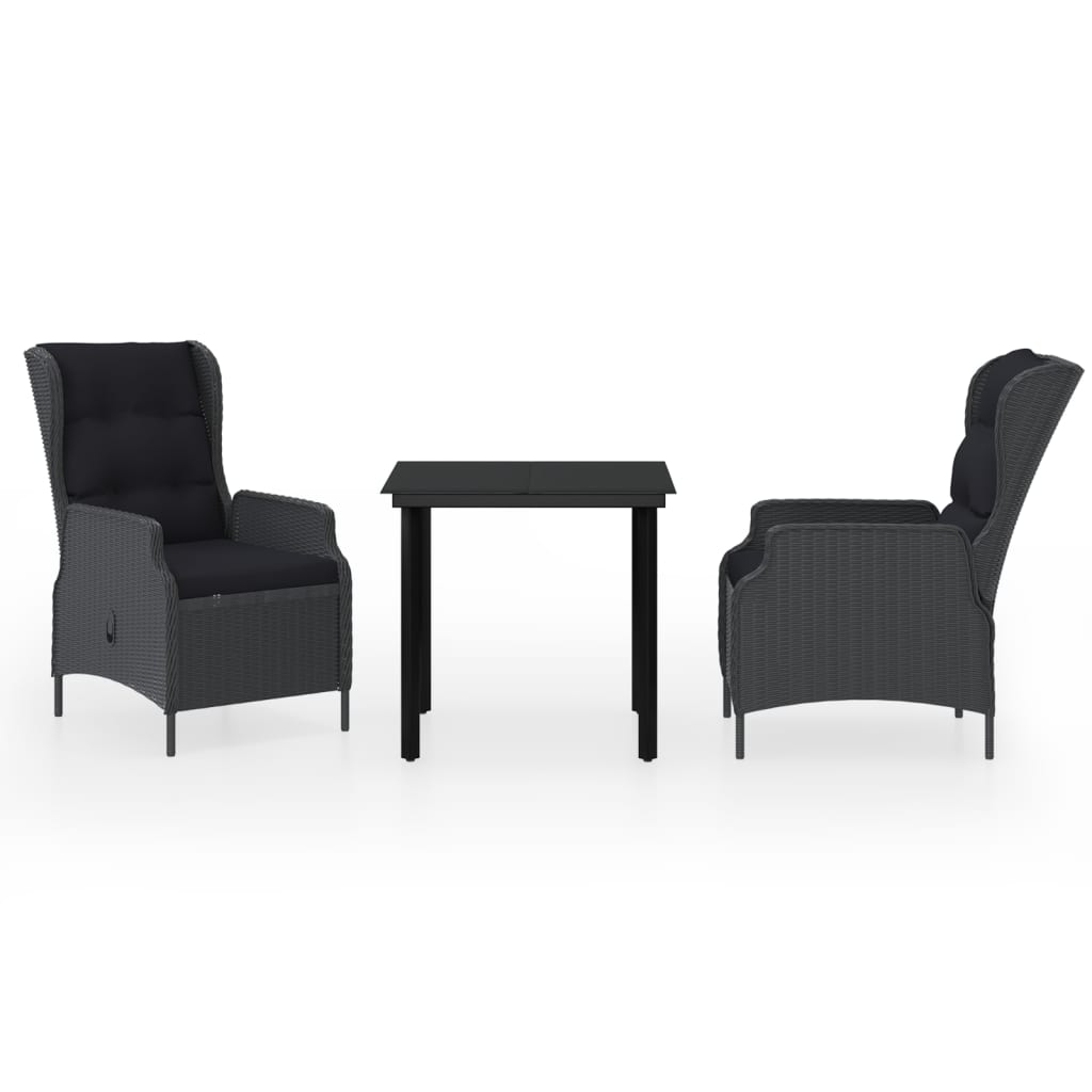 -Delige Tuinset 3 80 cm tafellengte Donkergrijs