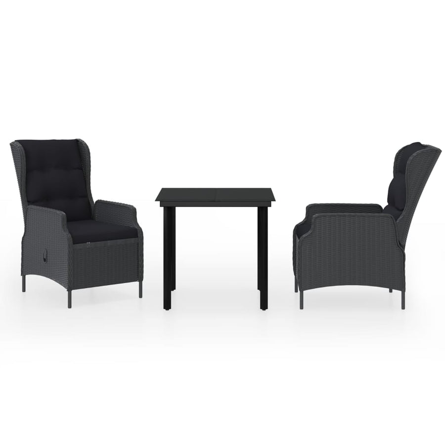 -Delige Tuinset 3 80 cm tafellengte Donkergrijs