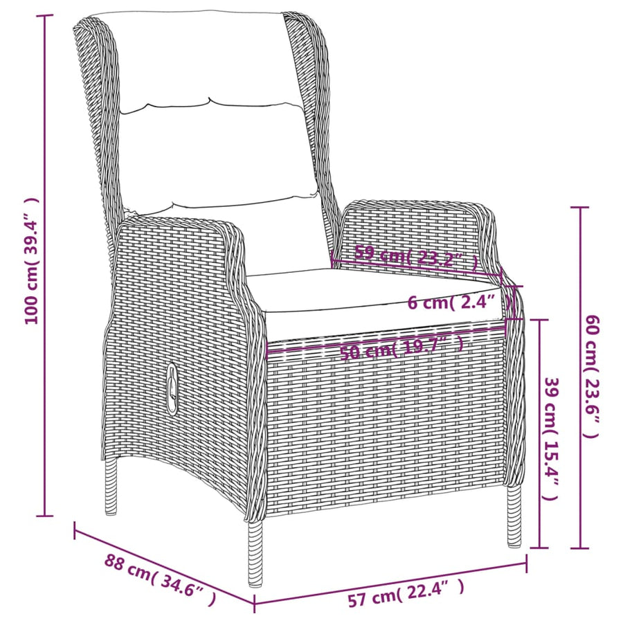 Tuinset 3 80 cm tafellengte Lichtgrijs