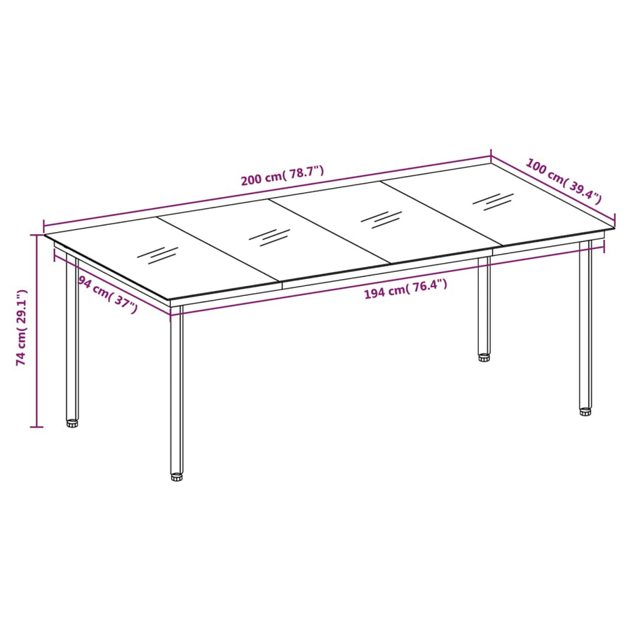 Tuinset 7 200 cm tafellengte Bruin