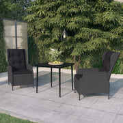 Tuinset 3-delig donkergrijs PE-rattan