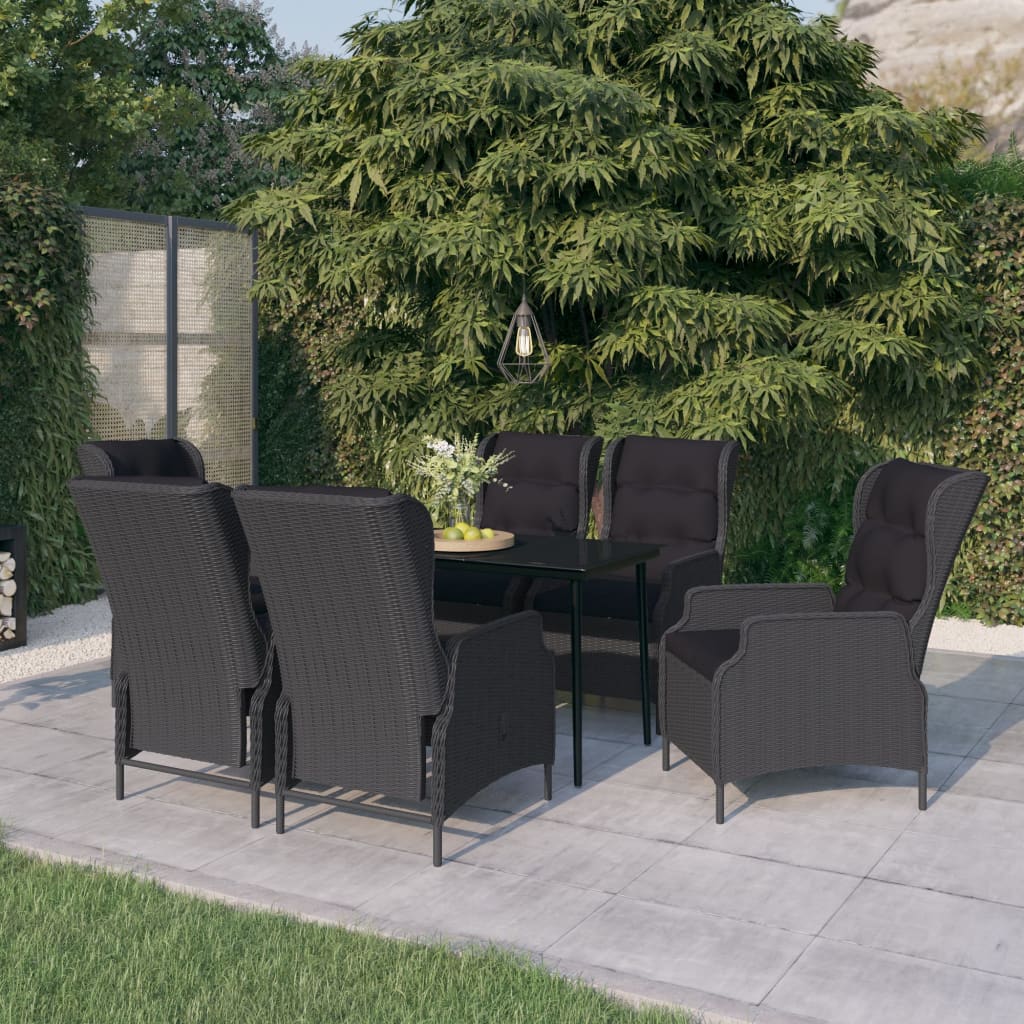 -Delige Tuinset 7 140 cm tafellengte Donkergrijs