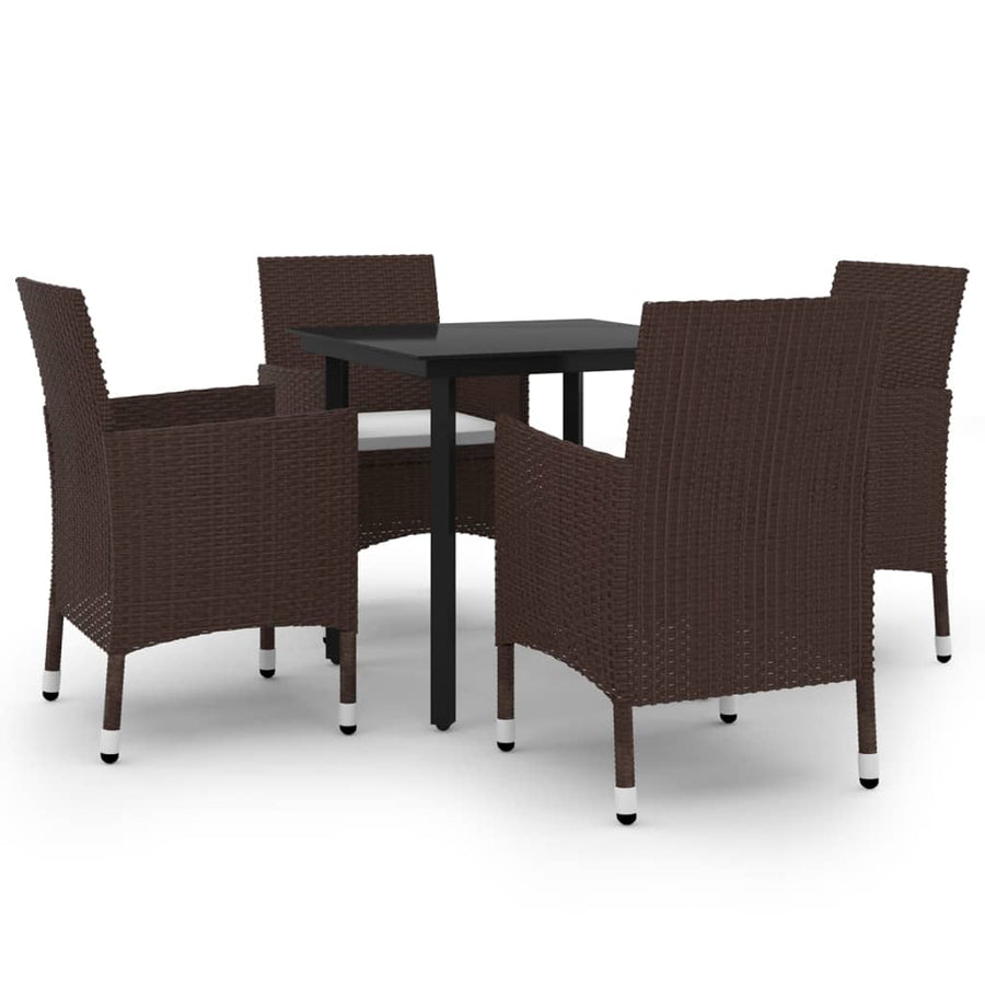5-Delige Tuinset Met Kussens Poly Rattan En Glas 4 80 cm tafellengte Bruin