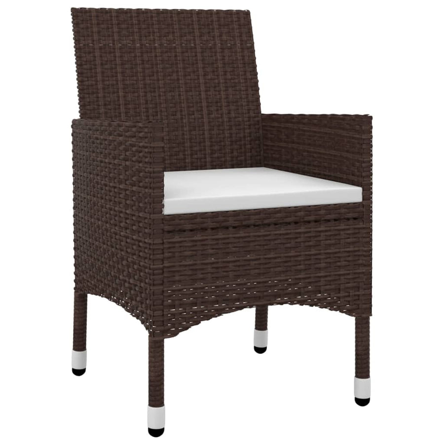 5-Delige Tuinset Met Kussens Poly Rattan En Glas 4 80 cm tafellengte Bruin