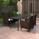 Tuinset 5-delig poly rattan bruin met kussens